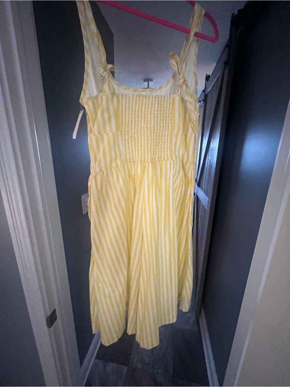 Maeve Yellow and White Striped Tie-Shoulder jumper